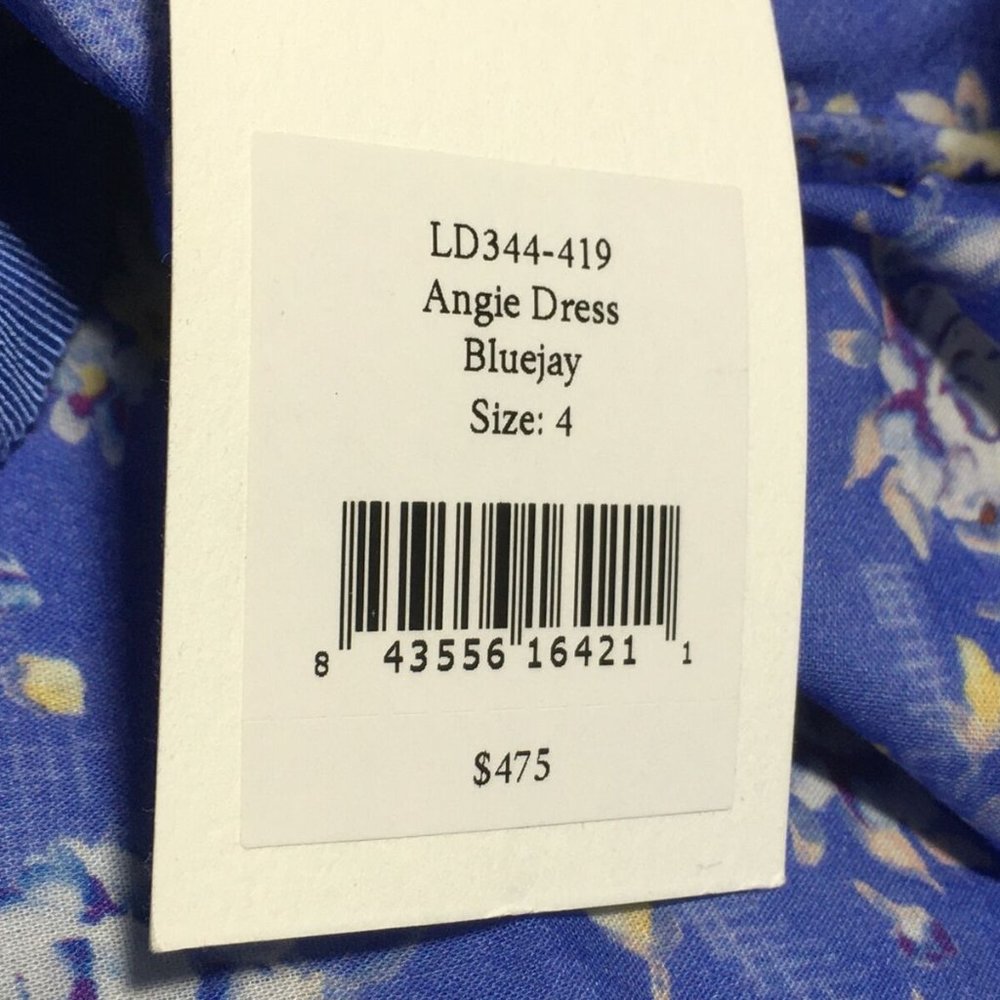 LoveShackFancy Angie Short Sleeve Floral Maxi Dress, Women's Size 4 - Blue Jay - Picture 8 of 13